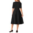 thumbnail image 3 of INSPIRE CHIC 1950s Vintage Dresses for Women's V Neck Half Sleeve Swing Dress with Pockets, 3 of 5