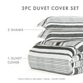 thumbnail image 6 of Noble Linens Light Gray Vintage Stripe Pattern 3-Piece Duvet Cover Set, Full/Queen, 6 of 11