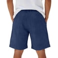 thumbnail image 3 of LWavelet Men's Casual Shorts Summer Beach Solid Color Elastic Waist Drawstring Knee Length Breathable Linen Shorts,Navy 2XL, 3 of 5