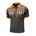 thumbnail image 2 of Men's Retro Color Block Striped Short Sleeve Polo Shirt, Classic Lapel 3 Button Placket Vintage Pique Knit Golf Tee, Casual Breathable Summer Polo Top for Men Daily Smart Casual Wear Sizes S-5XL, 2 of 4