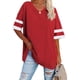 thumbnail image 2 of Camiseta de mujer con escote en V y bloques de color, camiseta de mujer de media manga, camiseta de mujer de media manga, camisetas de mujer, características líderes en su clase, 2 of 4