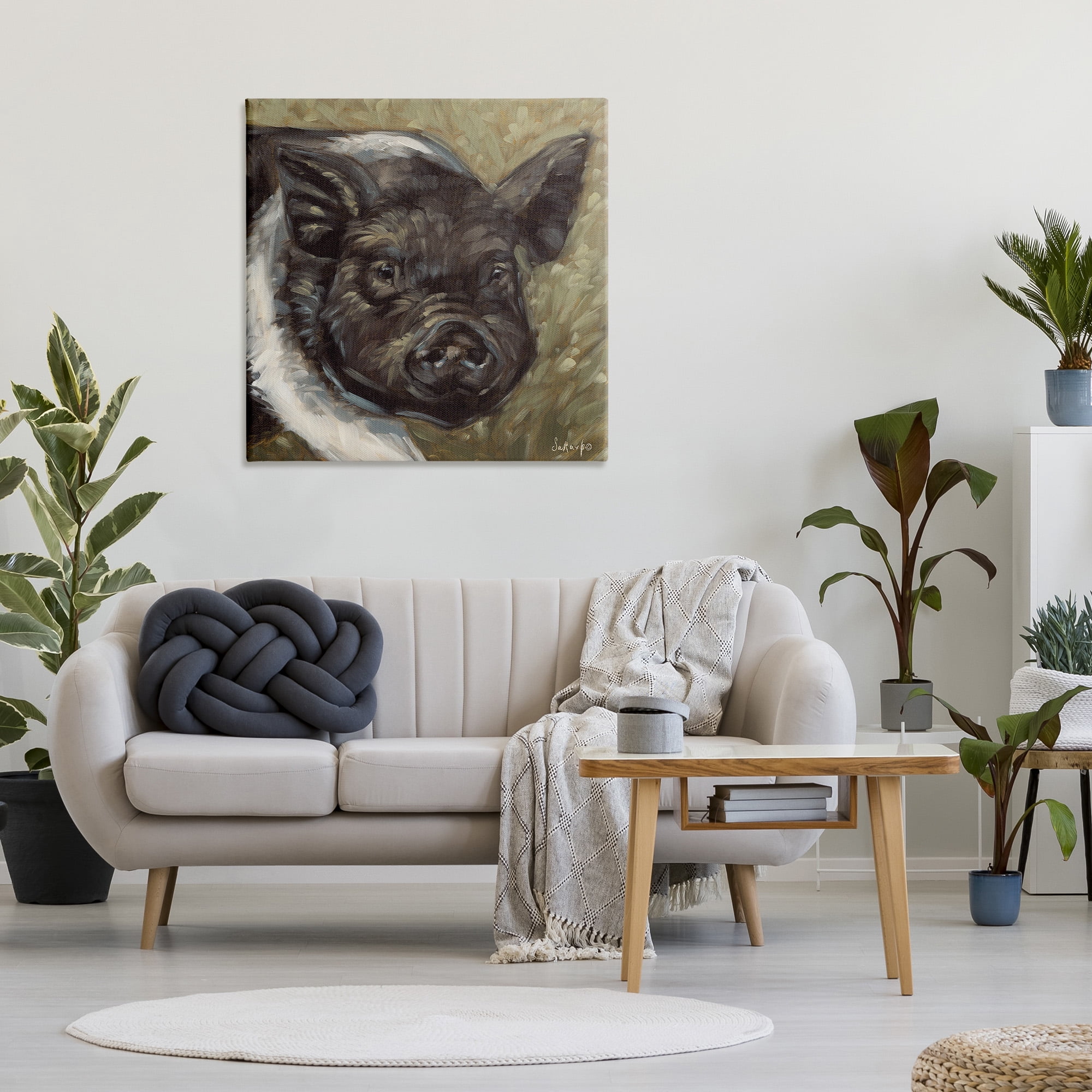 Stupell Industries Country Pig Painting Animals & Insects Painting Gallery Wrapped Canvas Art Print Wall Art, 36 x 36