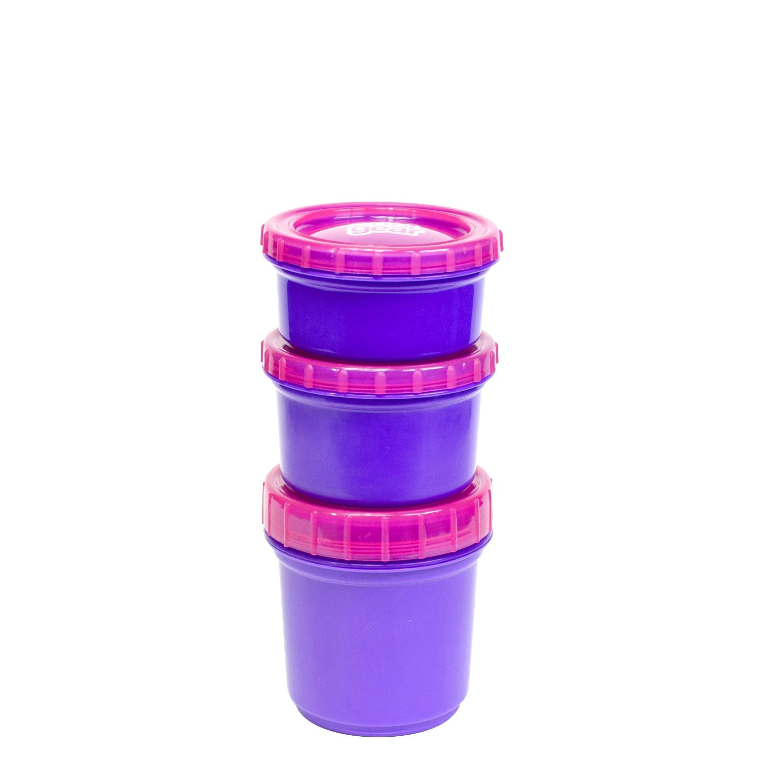 Cool Gear 2-Pack Kids Stackable Snack Snap Containers with Freezer Gel | 3 Reusable Food Containers With Twist Off Lids | Double Insulated with Freezer Gel To Keep Food Cold - Pink/Purple - image 3 of 5