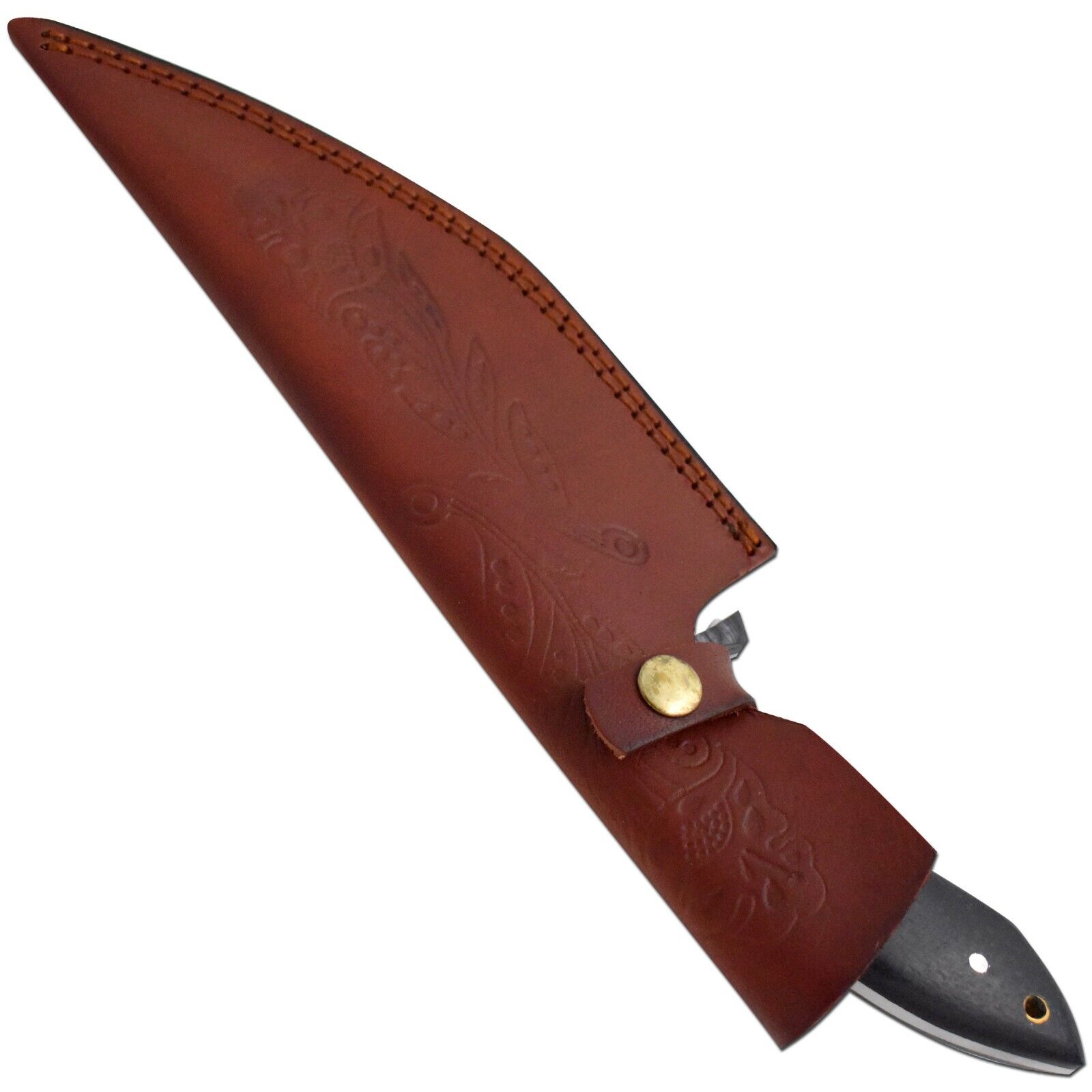 12.5'' Bowie Knife Full-Tang Fixed Blade Wood Handle w/Leather Sheath