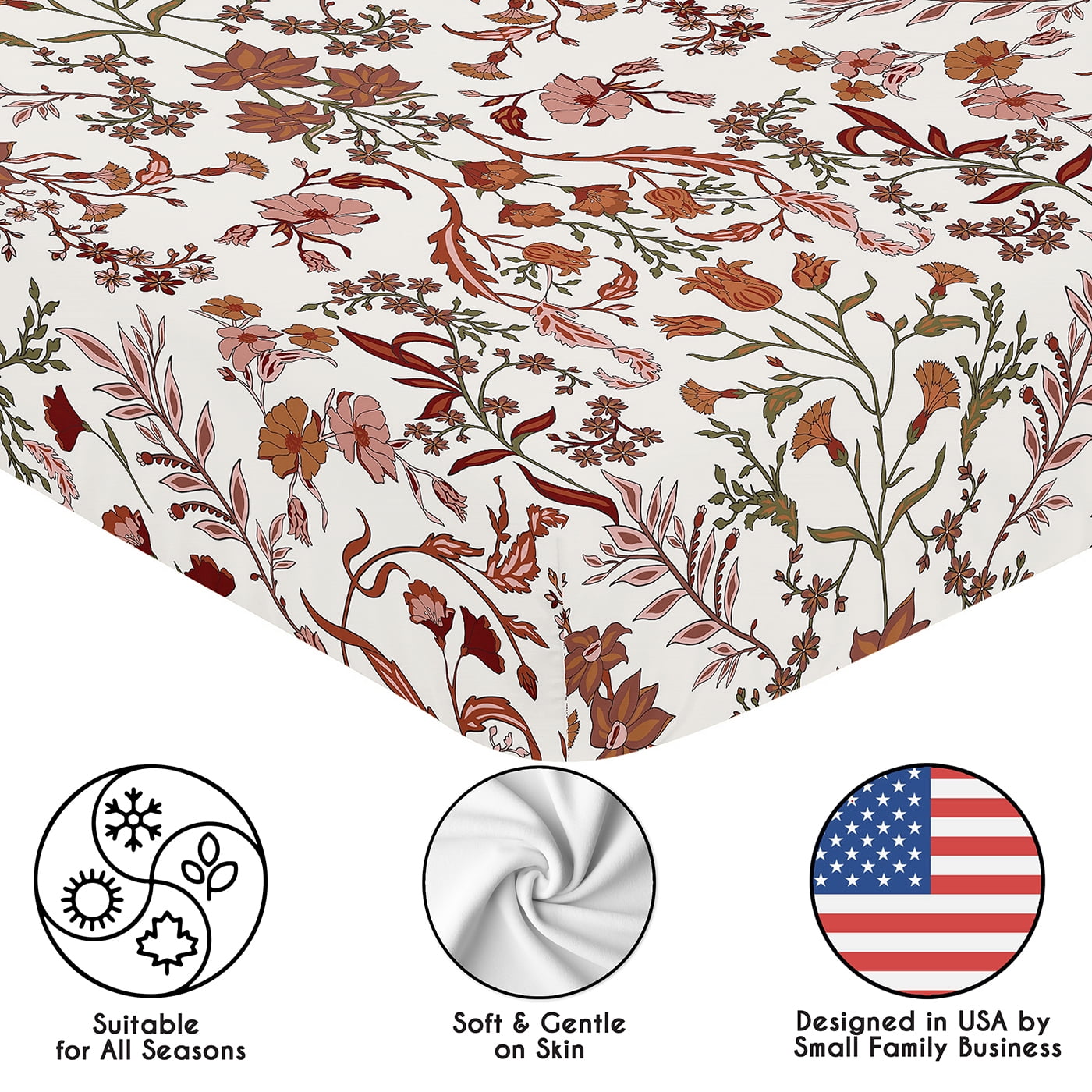 Sweet Jojo Designs Boho Floral Wildflower Girl Fitted Crib Sheets Set 2 Piece