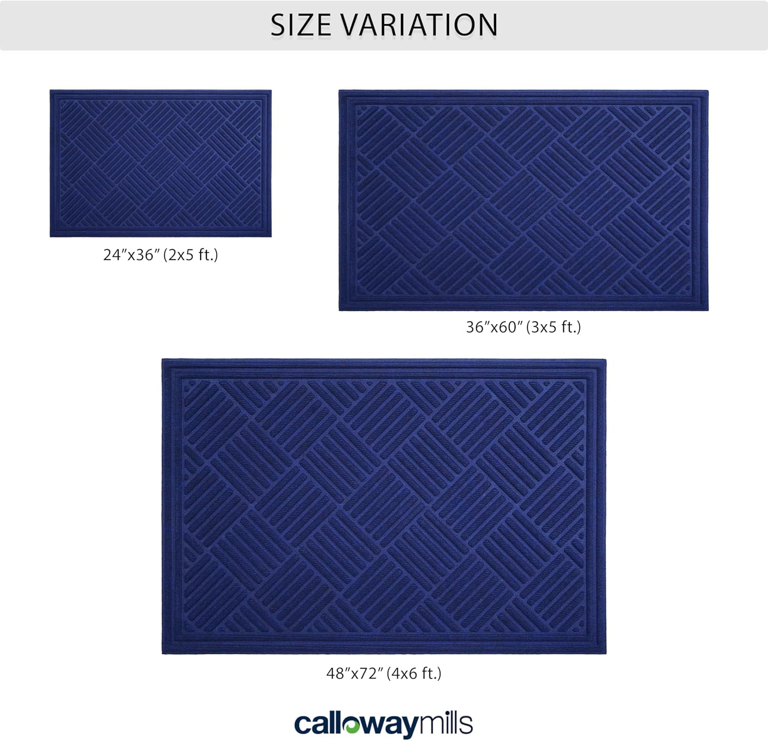 Calloway Mills 113240406 Chess Ribbed Blue Mat 4" x 6"
