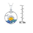 thumbnail image 2 of Sterling Silver Created Opal Sea Waves &amp; Yellow Sunset Circle Pendant with 18" Chain, 2 of 4