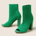 thumbnail image 3 of Mepaouo Peep Toe Boots for Women Chunky Block Heel Ankle Sock Booties Knit Slip on Dress Heeled Sandals, 3 of 7