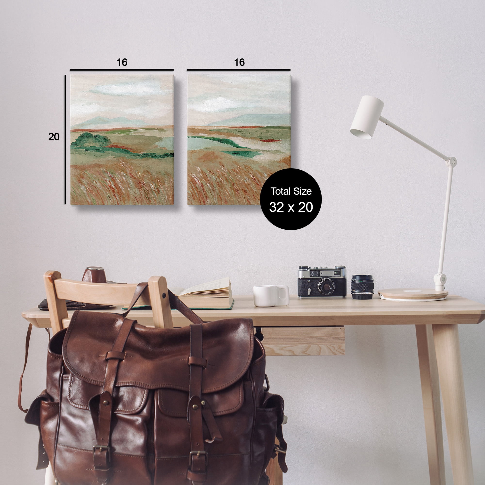 Stupell Industries Windblown Reeds Landscape Landscape Painting Gallery Wrapped Canvas Art Print Wall Art, 16 x 20, Set of 2