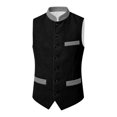 thumbnail image 4 of Kiijoy Boys Party Vest Button-Down Mandarin Collar Corduroy Waistcoat, Black, 7-8 Years, 4 of 4
