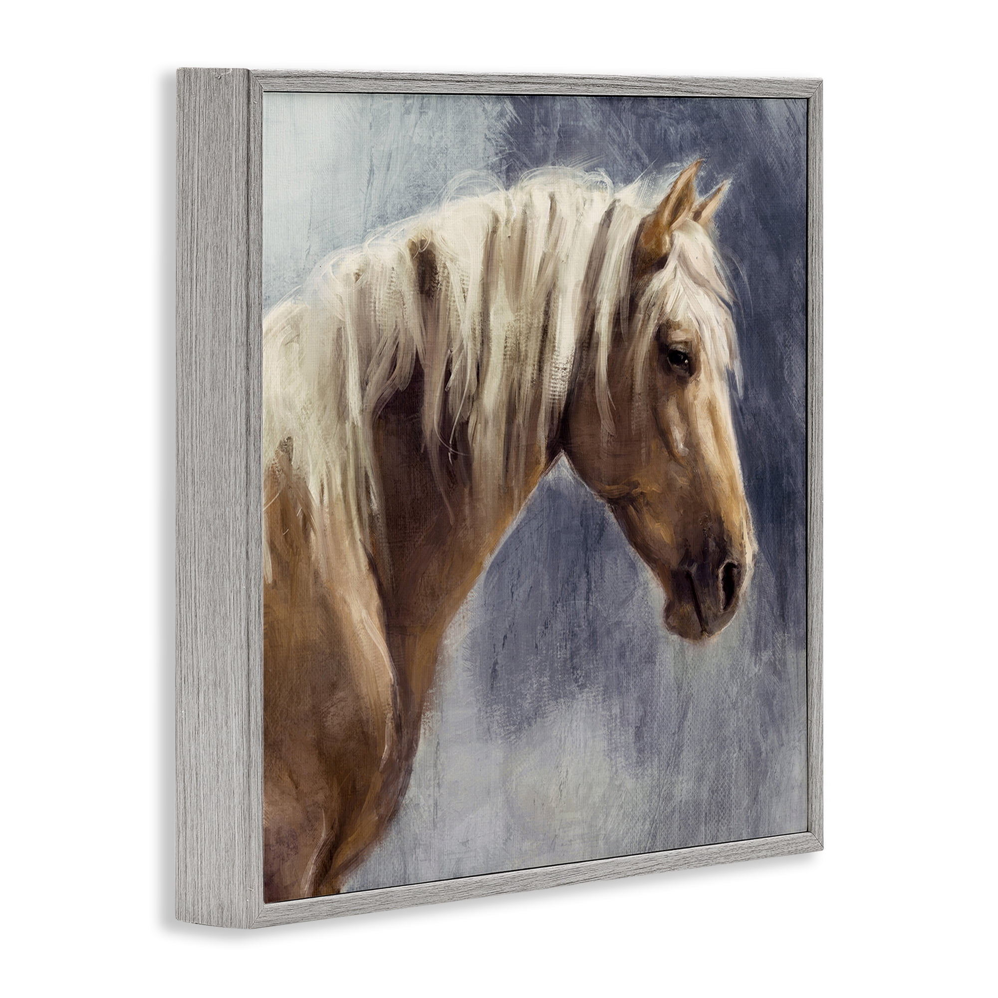 Stupell Industries Golden Boy Horse Animals & Insects Painting Gray Framed Art Print Wall Art, 12 x 12