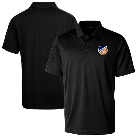 Men's-Cutter & Buck Black FC Cincinnati Prospect Eco Textured Stretch Recycled Polo