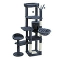 thumbnail image 2 of 59" Cat Tree,Cat Tower for Large Cats,Multi-Level Cat Tower with 3 Removable Pompom Sticks,Cat Condo with Large Hammock,Scratching Post,and 2 Perches,Deep Grey, 2 of 9