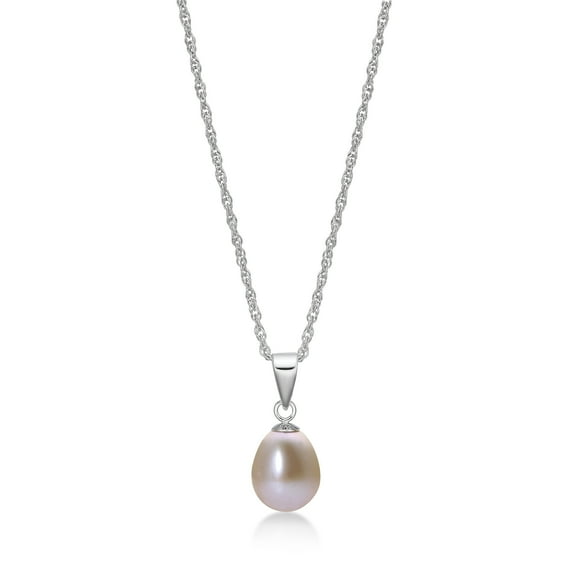 7-8MM Freshwater Pink Pearl Sterling Silver Pendant Necklace