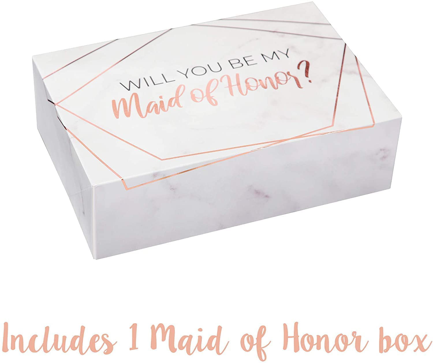Customizable Cover Gold Foil Text and Border 8 x 8 x 3.6 Inches White 2 Bridesmaid Proposal Box and 1 Maid of Honor Proposal Gift Box MOH Presents Perfect for Will You Be My Bridesmaid