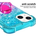 thumbnail image 3 of Glitter Case for Apple iPhone 15 Plus for Women Girls, Bling Sparkle Colorful Gradient Quicksand Waterfall Soft TPU Liquid Cover Case with Ring Stand for iPhone 15 Plus JB-Green Purple, 3 of 14