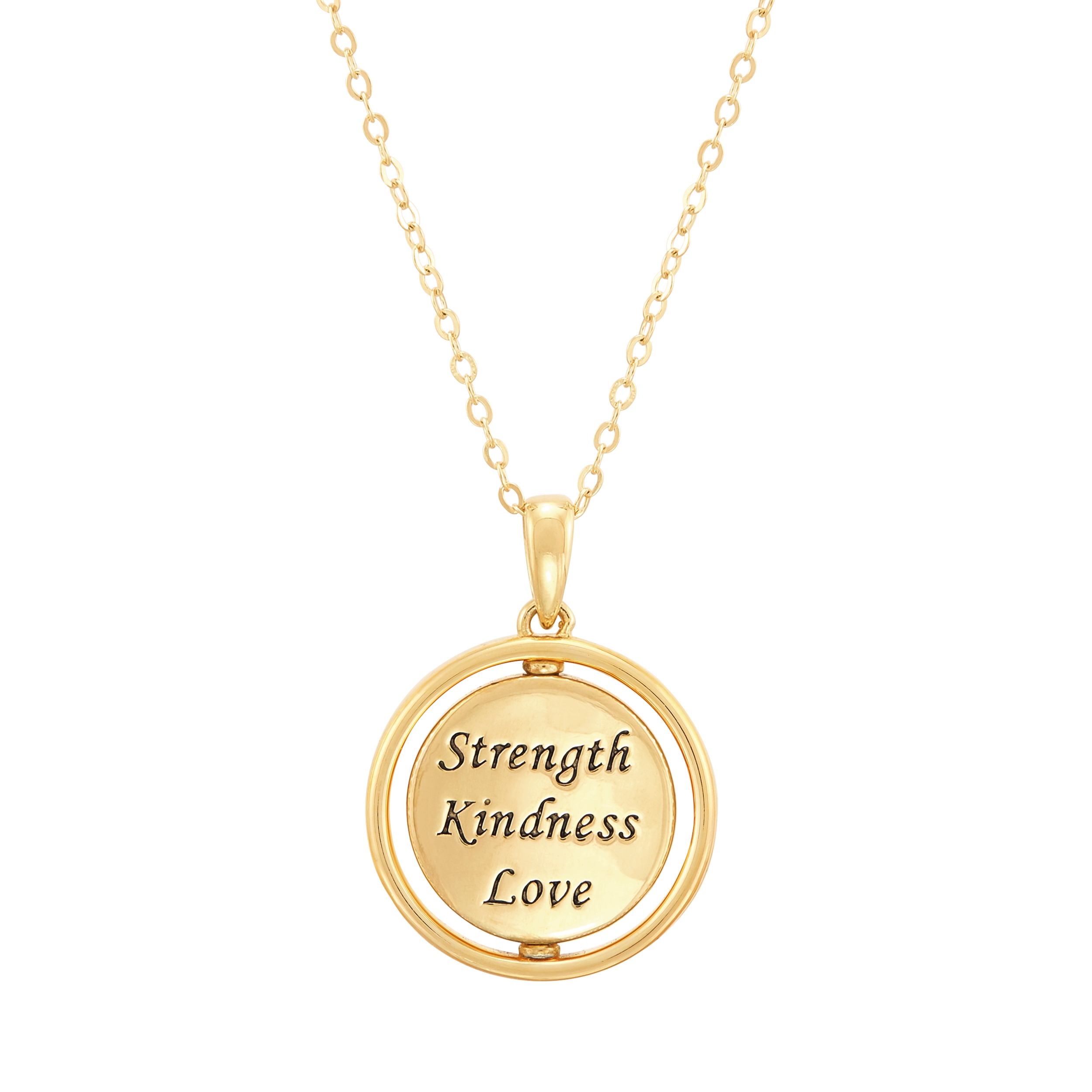 Brilliance Fine Jewelry Sterling Silver 14KT Gold Plated Spinning Sun Moon Circle Pendant Necklace, 20"