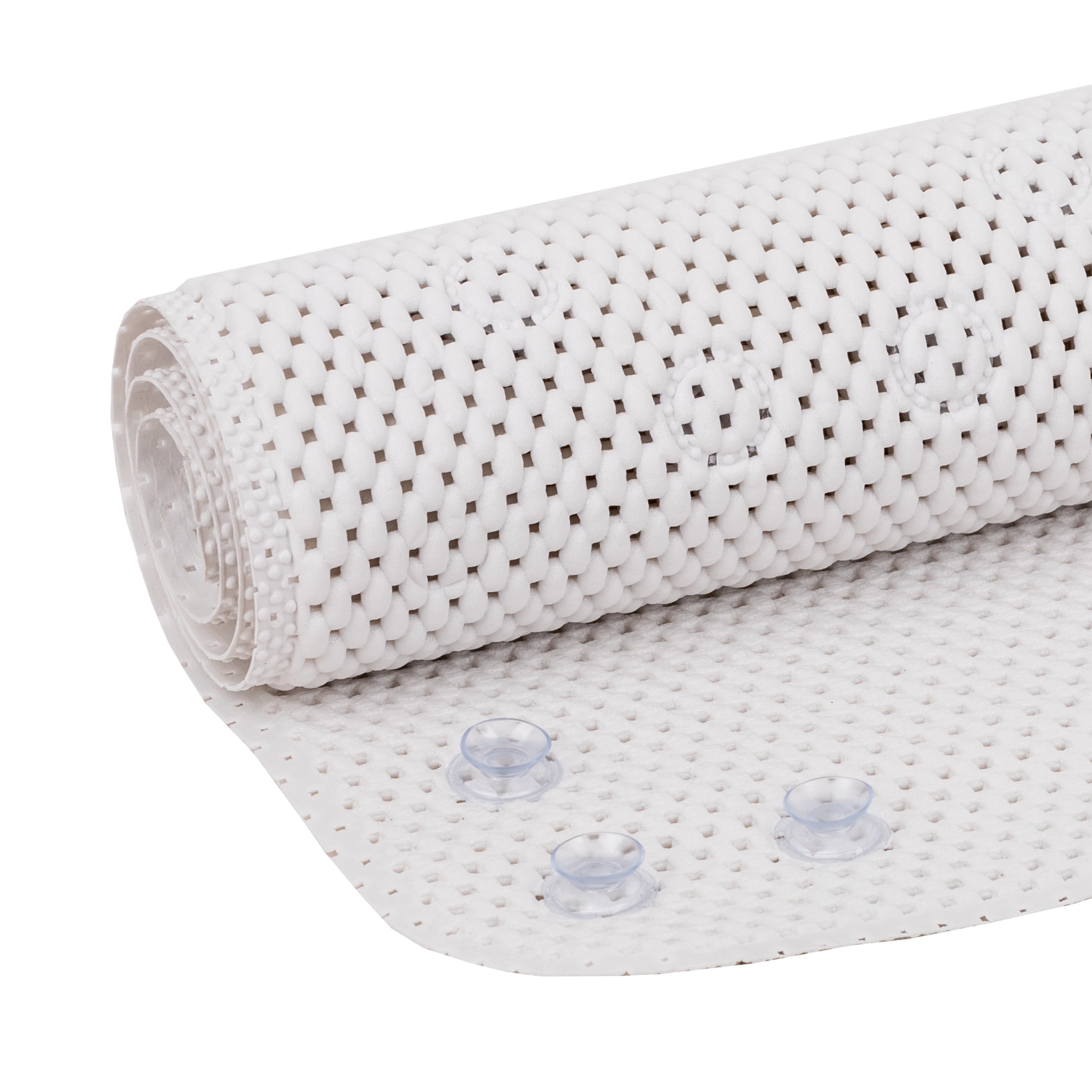 (4 pack) Mainstays 17" x 36" Cushioned Foam Bathtub Mat with Suction Cups, White
