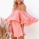 thumbnail image 3 of Ruffle Sleeve Chiffon Romper, Off Shoulder Romper Soft Loose Elegant For Shopping Dating ANGGREK No, 3 of 7