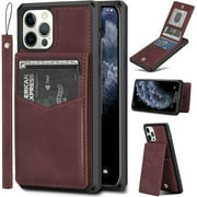FeeOlsa iPhone 12/12Pro Wallet Case with Card Holder-Luxury PU Leather Kickstand Cover for Men&Women, Flip Case with 6