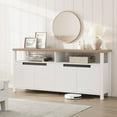 thumbnail image 4 of Danolapsi Boho TV Stand for TVs up to 70 Inch, 63 Inch Long Entertainment Center with 4 Door and Open Shelf, Rustic Brown Television Consoles Stands for living room, Bedroom, 4 of 9