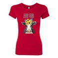 thumbnail image 2 of Wild Bobby, Good Food Good Mood Funny Cute Cow Animal Lover Womens Slim Fit Junior Tee, Red, Large, 2 of 3