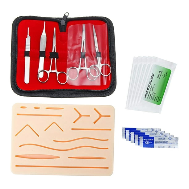 Kit de Práctica de Sutura con Almohadilla para Heridas Precortada, Almohadilla de Sutura para La Piel, Hilo de Sutura, Entrenamiento de Sutura para Pr Macarena Almohadilla de práctica de cirugía
