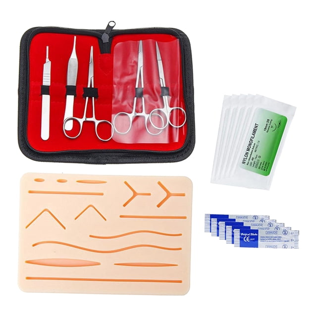 Kit de Práctica de Sutura con Almohadilla para Heridas Precortada, Almohadilla de Sutura para La Piel, Hilo de Sutura, Entrenamiento de Sutura para Pr Macarena Almohadilla de práctica de cirugía