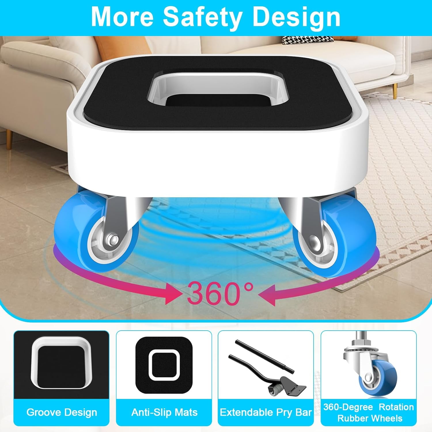 New Upgrade Furniture Sliders, Furniture Movers with Wheels, Furniture Lift Mover Tool Set with 360 °   Rotatable Wheels, Furniture Dolly for Moving Heavy Duty Sofa, Bed, Load Capacity Up to 750lb