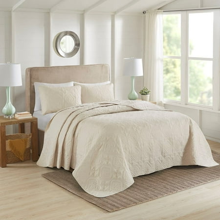 Bedding Sets 3 Piece Reversible Bedspread Set Cream Full/Queen Bed Sets