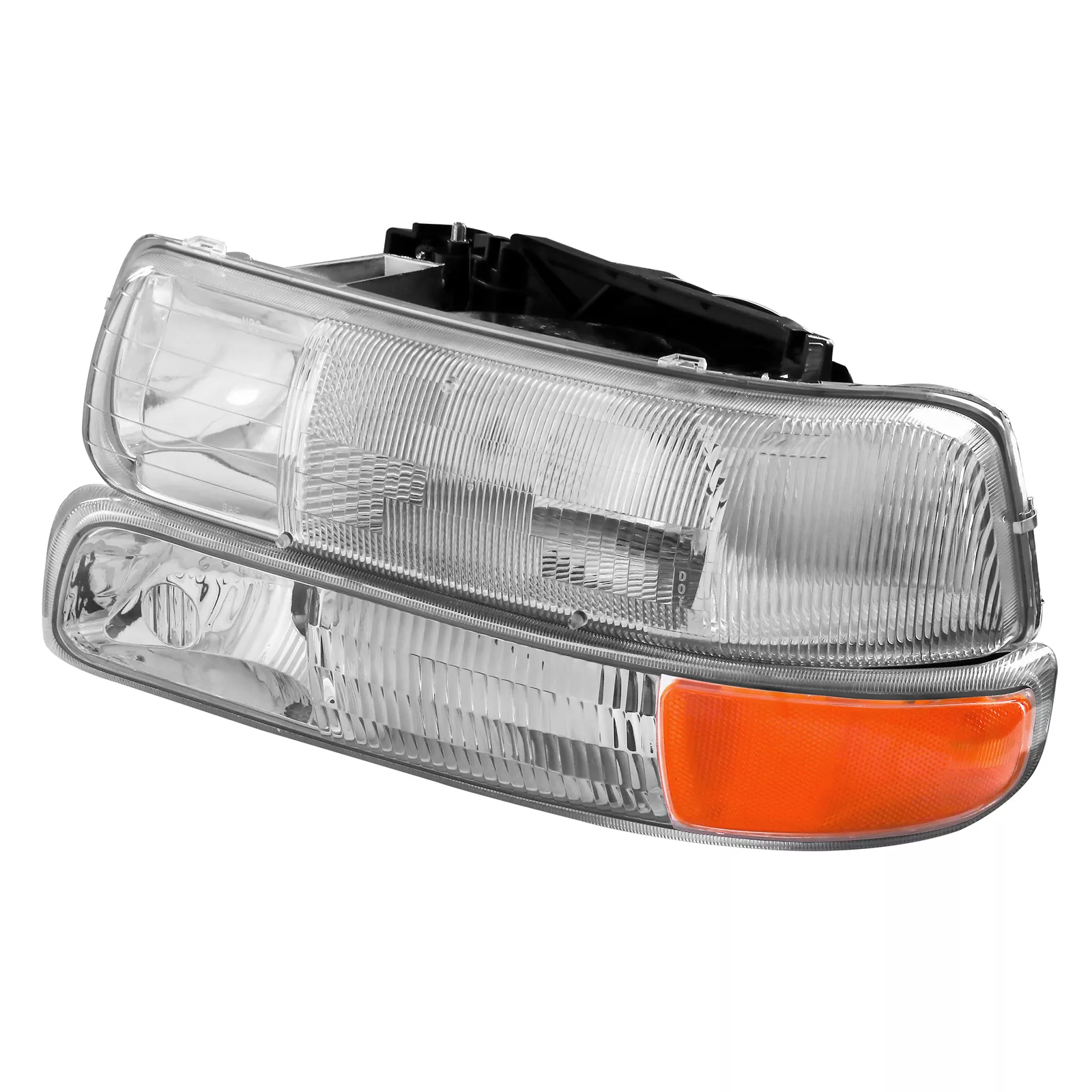 MOSTPLUS Pair Chrome Headlights for 1999-2002 Chevy Silverado 2000-2006 Suburban Tahoe
