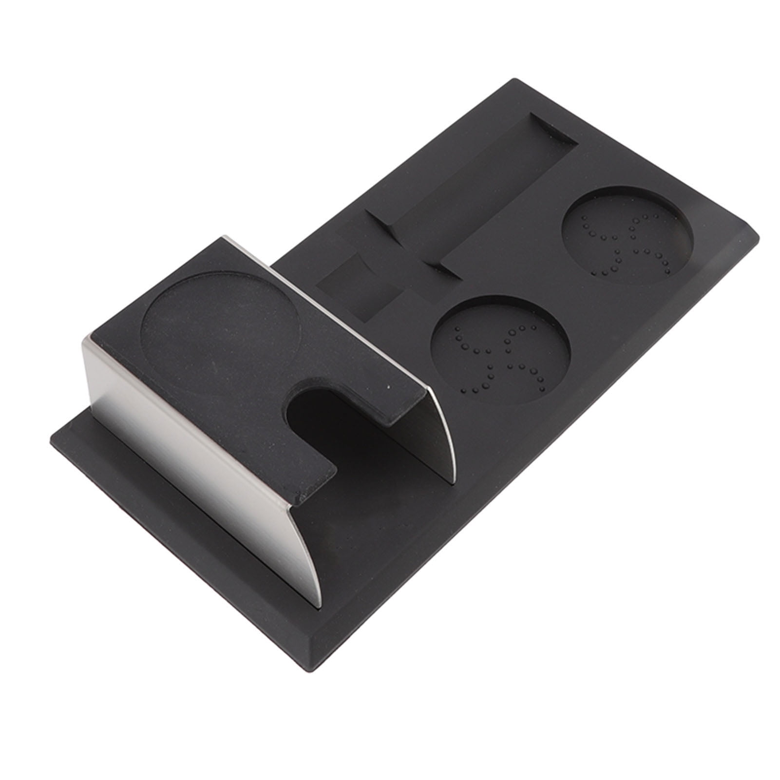 Tamper Mat Holder Set, Recessed Polished Black Coffee Tamper Pad Holder