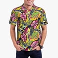 thumbnail image 2 of Balery Colrful Tropical Leaves Printed Men’s Short Sleeve Polo Shirt, Midweight Men's Shirt,Golf Polo shirts -, 2 of 8