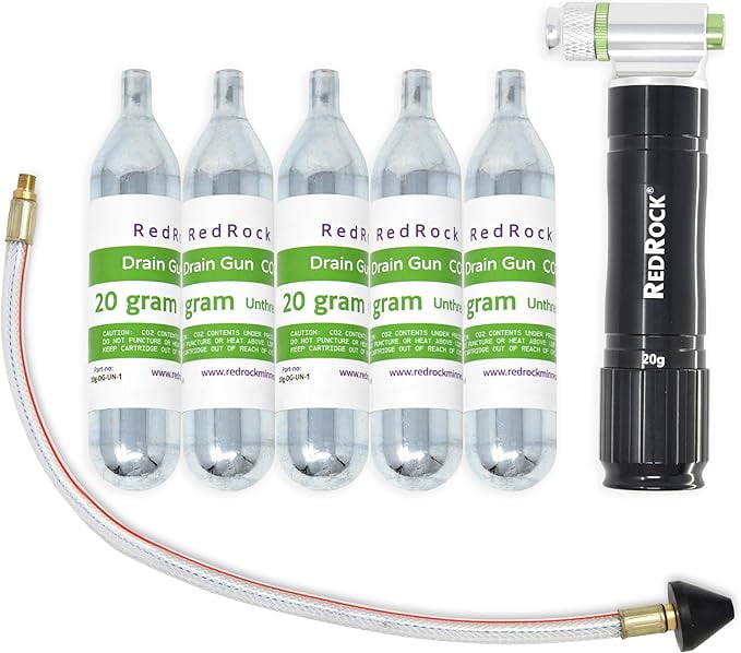 RedRock 20g HVAC Drain Line Cleaning – Reusable CO₂ HVAC Blaster Tool | with 5x 20g Cartridges | Fast, DIY Air Conditioner Tool
