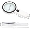 thumbnail image 4 of 10 × Reading Magnifier With 12 LED Light, 106mm In Size, Distortion-Free Hand Magnifier With Double Glass Lens For Books, Newspapers, Jewelry, Postage Stamps, Handicrafts, Maps, 4 of 7
