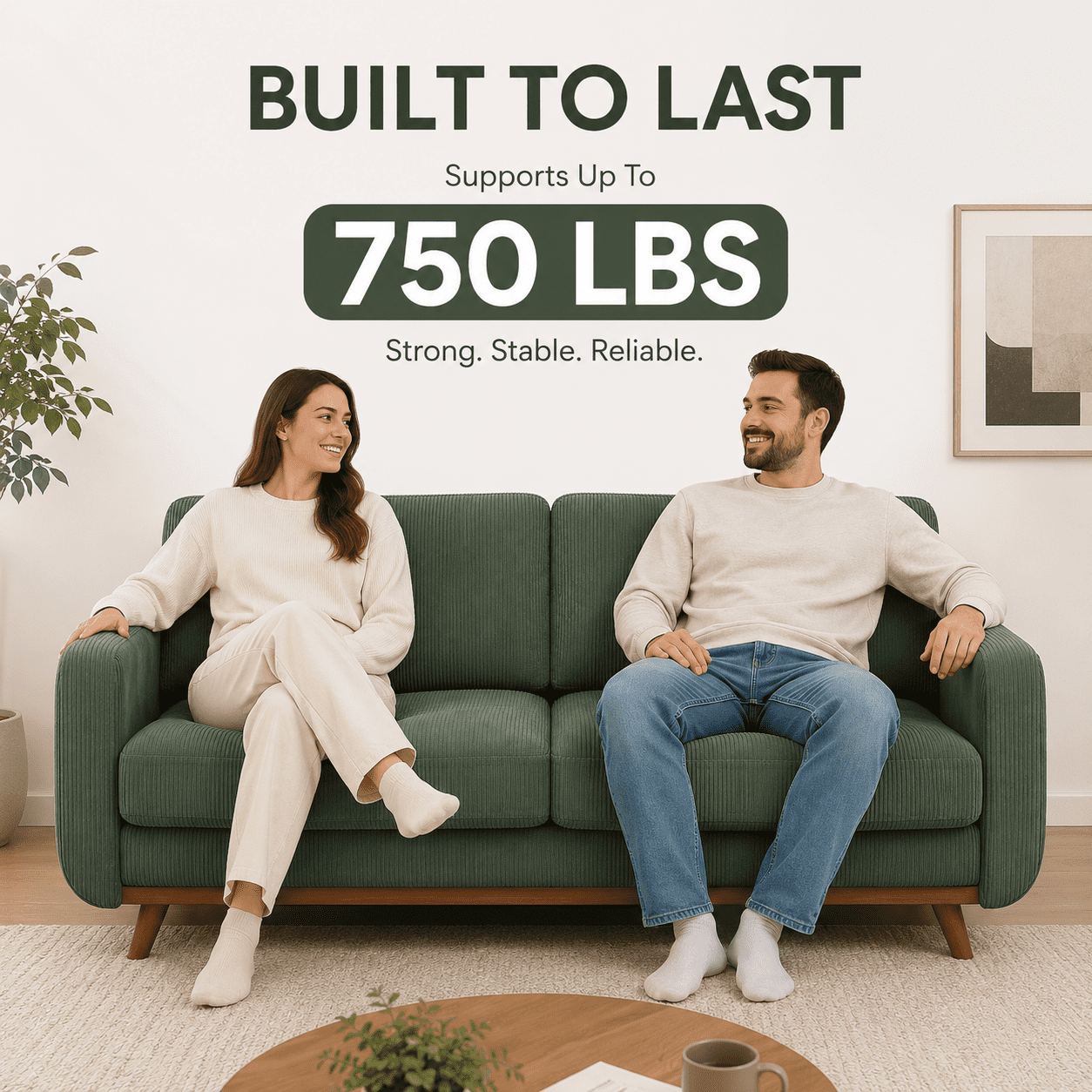 Neche 68" Corduroy Sofa for Living Room, 2 Seater Modern Couch for Small Space Office, Comfy Loveseat in a Box, Green