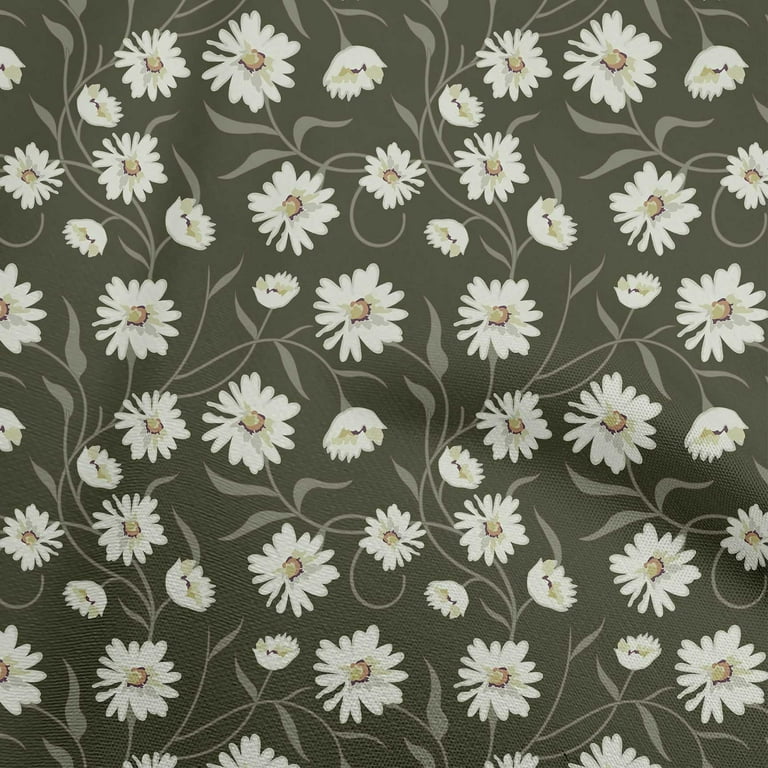 NEW! Designer Silk Rayon Velvet Fabric By yard- Floral Green Olive
