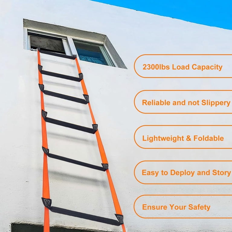 458 Ladder Reusable Safety Ladder 16.4 Foot Fire | 2-3 Story Emergency Safety Rope ...