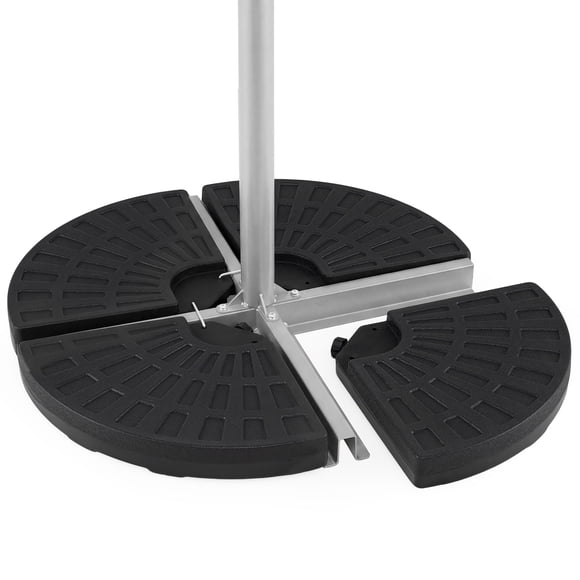 Base Déportée de Parasol de Patio à 4 Plaques Goplus, Support, Poids, Base Remplie de Sable/eau