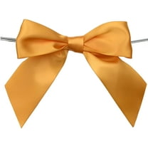 Pre-Tied Gold Satin Bows - 4" Wide, Set of 12, Wired Craft Ribbon, Wedding Embellishments, Anniversary, Thanksgiving, Fall Decor, Christmas, Gift Basket, Birthday, NYE