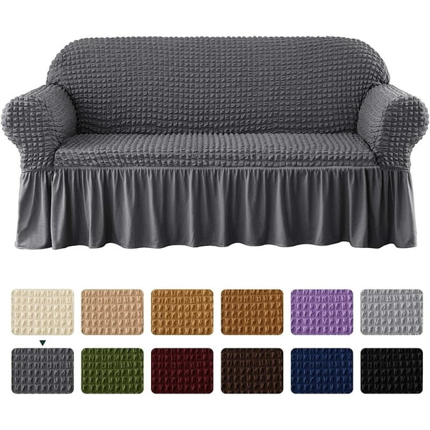 CHUN YI 1 Piece Seersucker Skirt Sofa Cover Couch Slipcover Furniture 