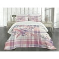 thumbnail image 3 of Ambesonne Pastel Plaid Quilted Bedspread Set 3 Pcs, Romantic Soft Floral, Queen Size, Lilac and Pale Pink, 3 of 5