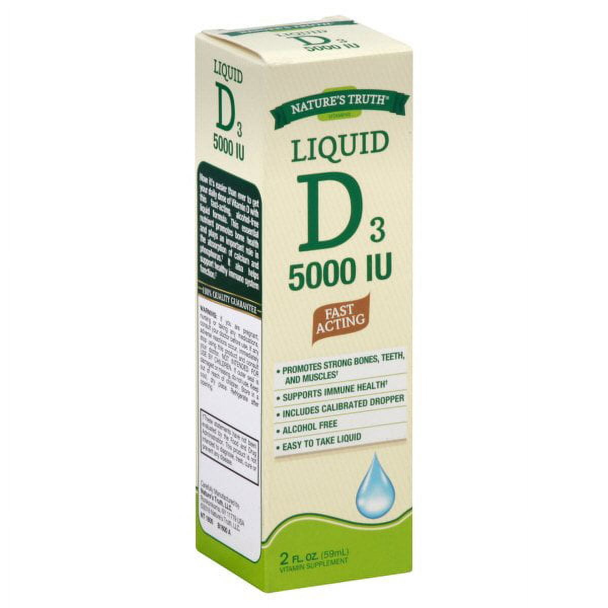 Nature's Truth Vitamin D Liquid 5000 IU, 2 oz (Pack of 3)