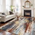 thumbnail image 4 of Brown Beige 8x10 Area Rug for Living Room Sectional Sofa, Gray Abstract Smoky Texture Distressed Mottled Ink Art Washable Non Slip Large Rectangle Area Rug, 4 of 9