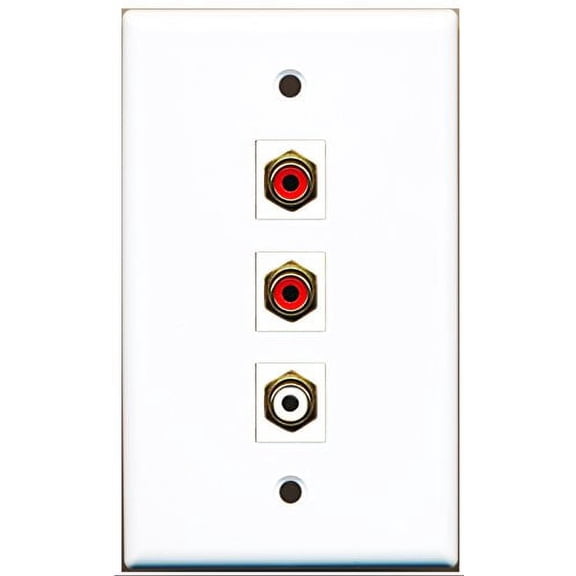 RiteAV - 2 Port RCA Red and 1 Port RCA White Wall Plate