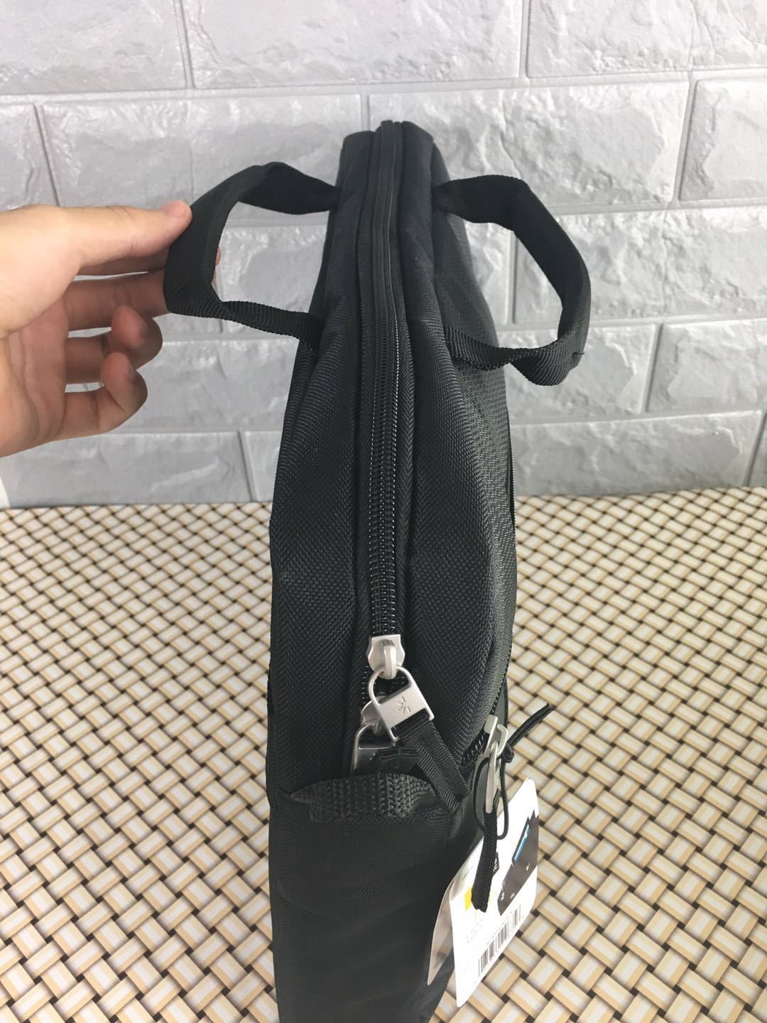 Laptop Carrying Case Shoulder Strap,15 inch Computer Bag,Side Open Messenger Bag with 4 Zipper Pockets&Handle,Black