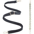 thumbnail image 1 of Juego de 2 correas de repuesto ajustables de cadena plana de cuero y acrílico para bolso de hombro, cartera o bolso de mano - Negro y verde oliva, 1 of 6