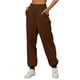 thumbnail image 1 of Gibobby Pantalones para mujer cintura alta para el frío Pantalones de chándal con forro polar para mujer, pantalones de chándal en la parte inferior(Marrón,CH), 1 of 5