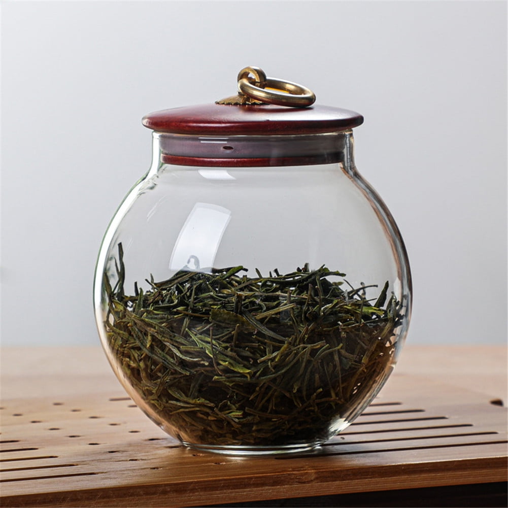 Food Storage Jar Glass Food Storage Jar with Airtight Seal Wooden Lid