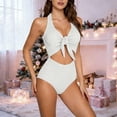 thumbnail image 4 of Maillots de Bain une Pièce pour Femmes 2026 Mode Licou à Nouer devant Monokini à Découpes, 4 of 7